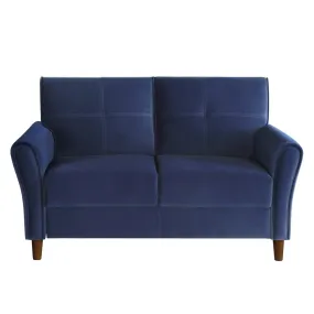 Dunleith Collection Loveseat Blue Velvet Fabric