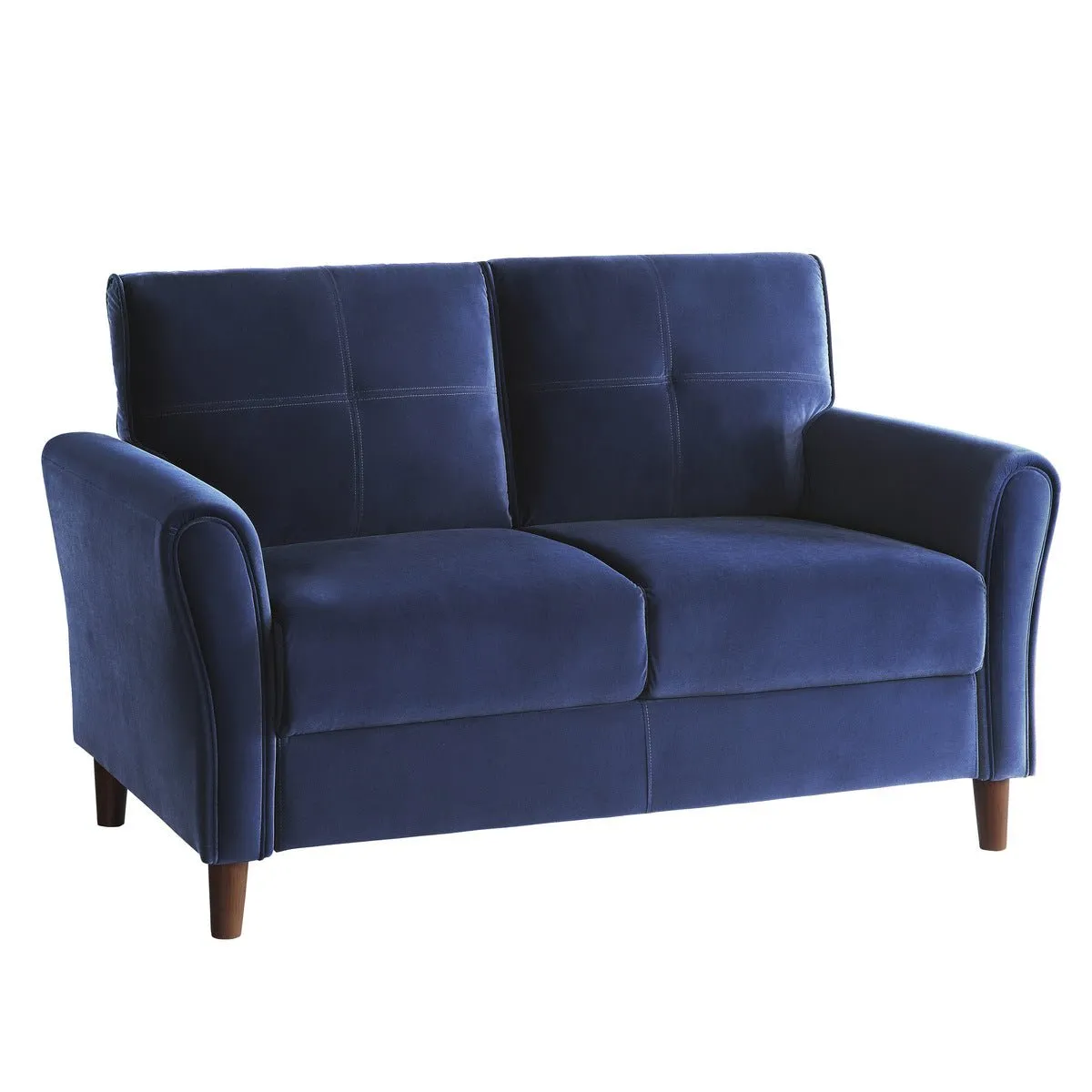 Dunleith Collection Loveseat Blue Velvet Fabric