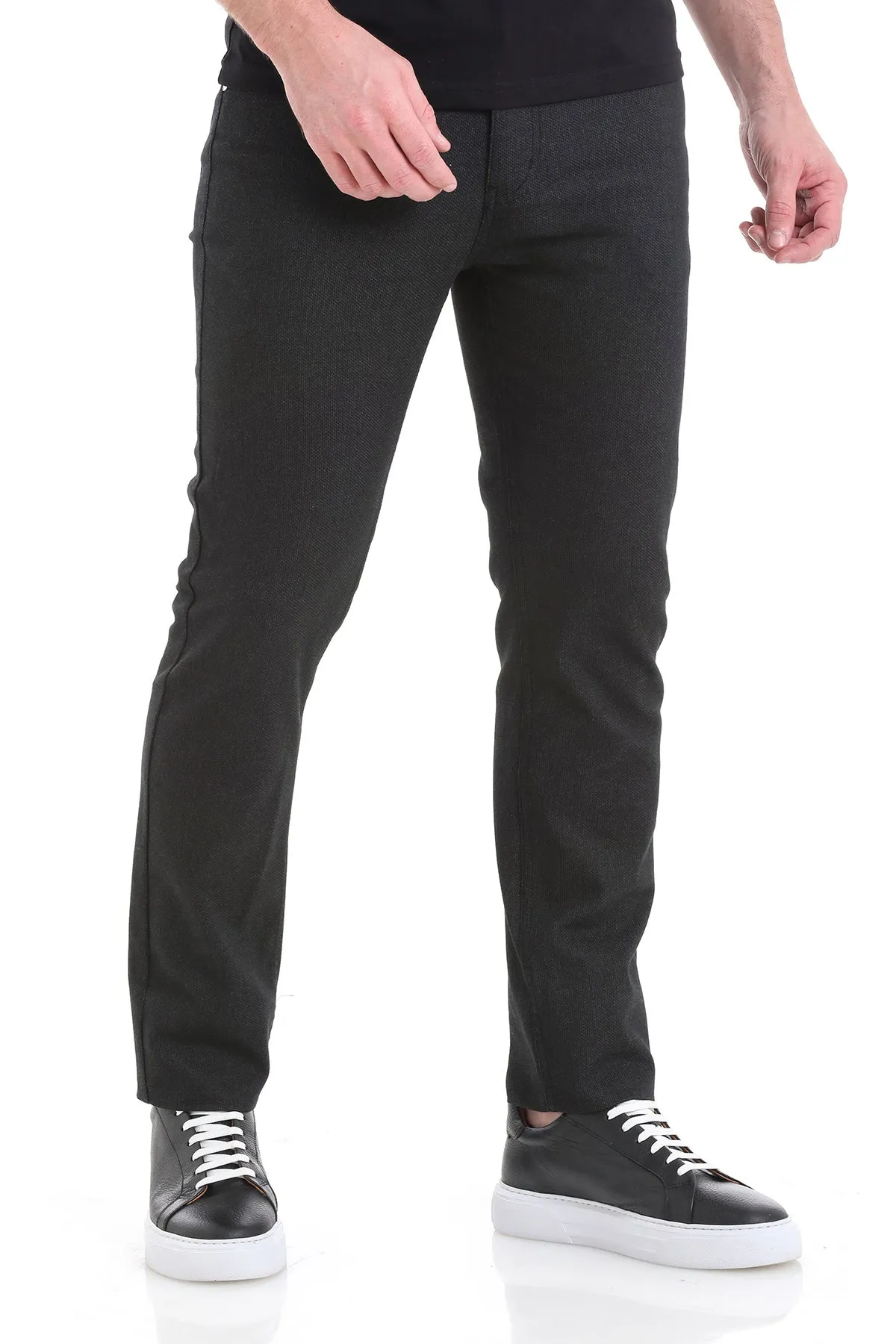 Dynamic Fit 5 Pocket Low Waist Cotton Black Casual Pants