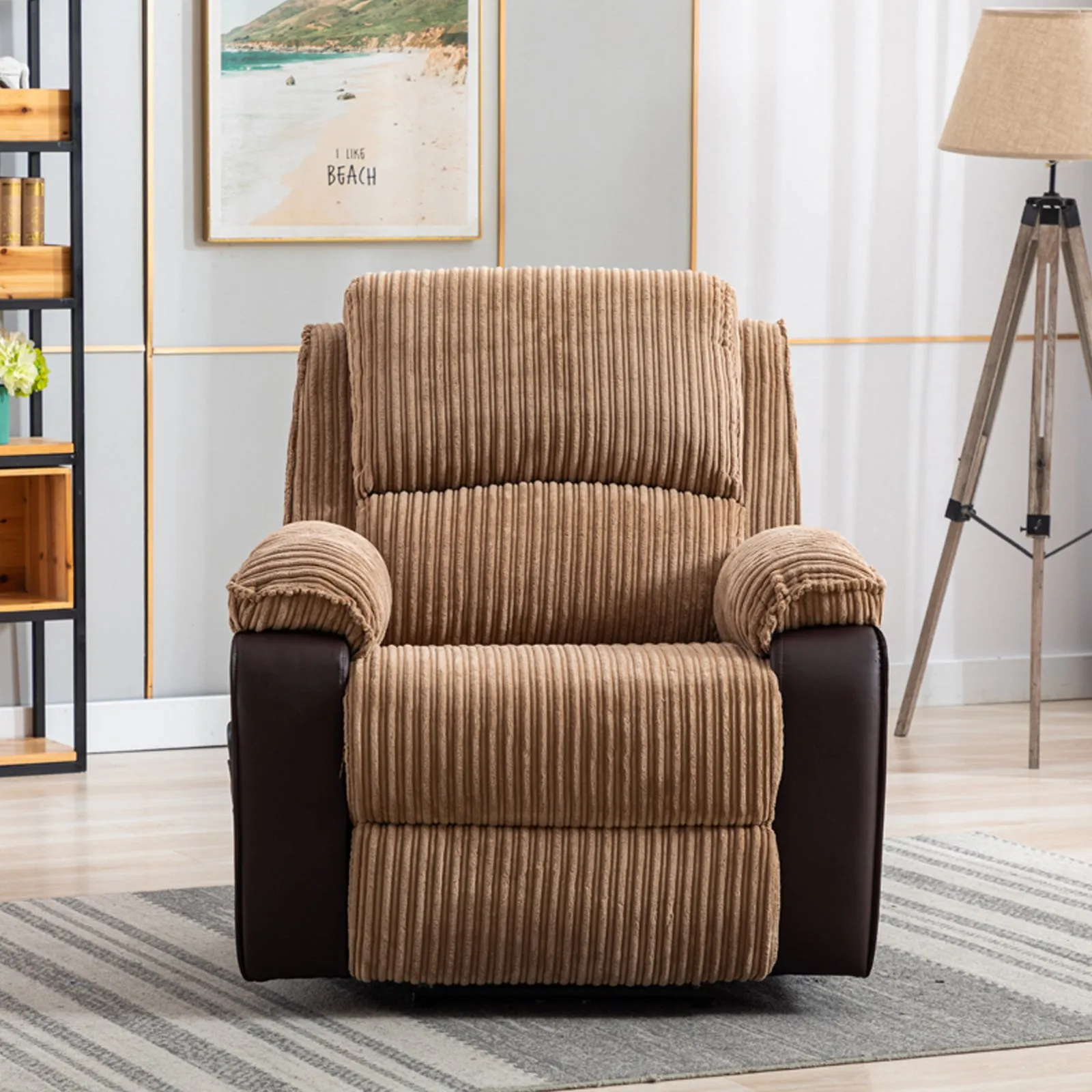 Fabric Upholstered Recliner, Brown