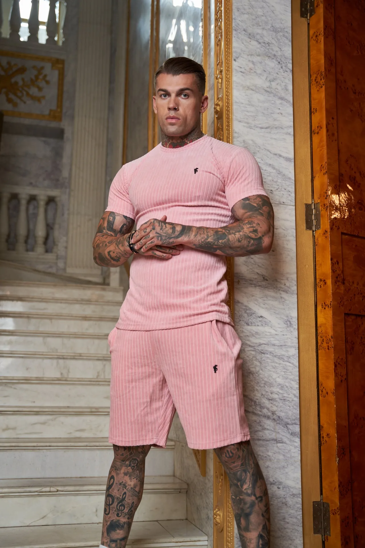 Father Sons Pink Velour Shorts - FSVS654