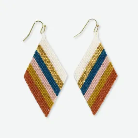 Frida Diagonal Stripes Beaded Drop Earrings Desert