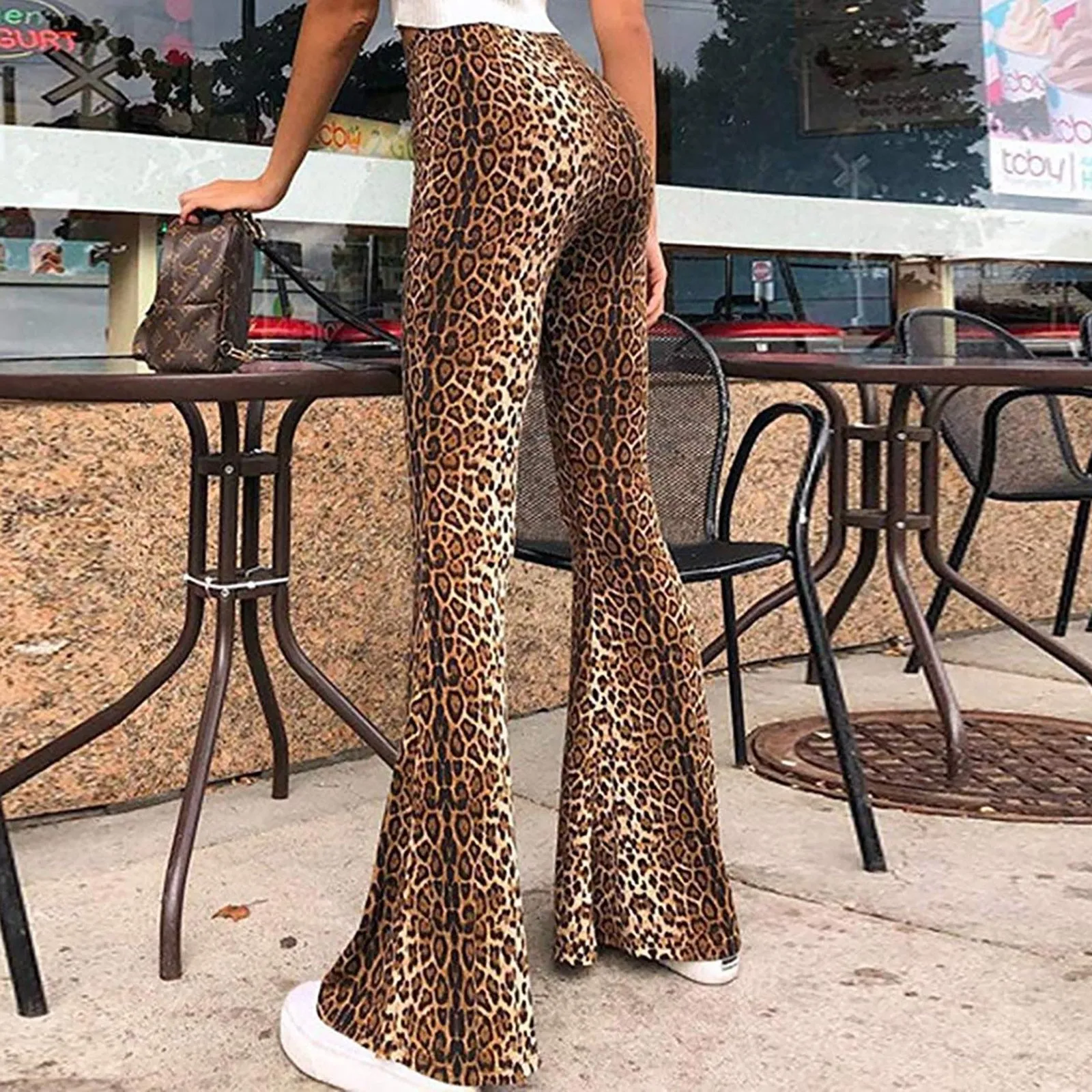 Funki Buys | Pants | Women's Leopard Print Stretch  Flared Pants