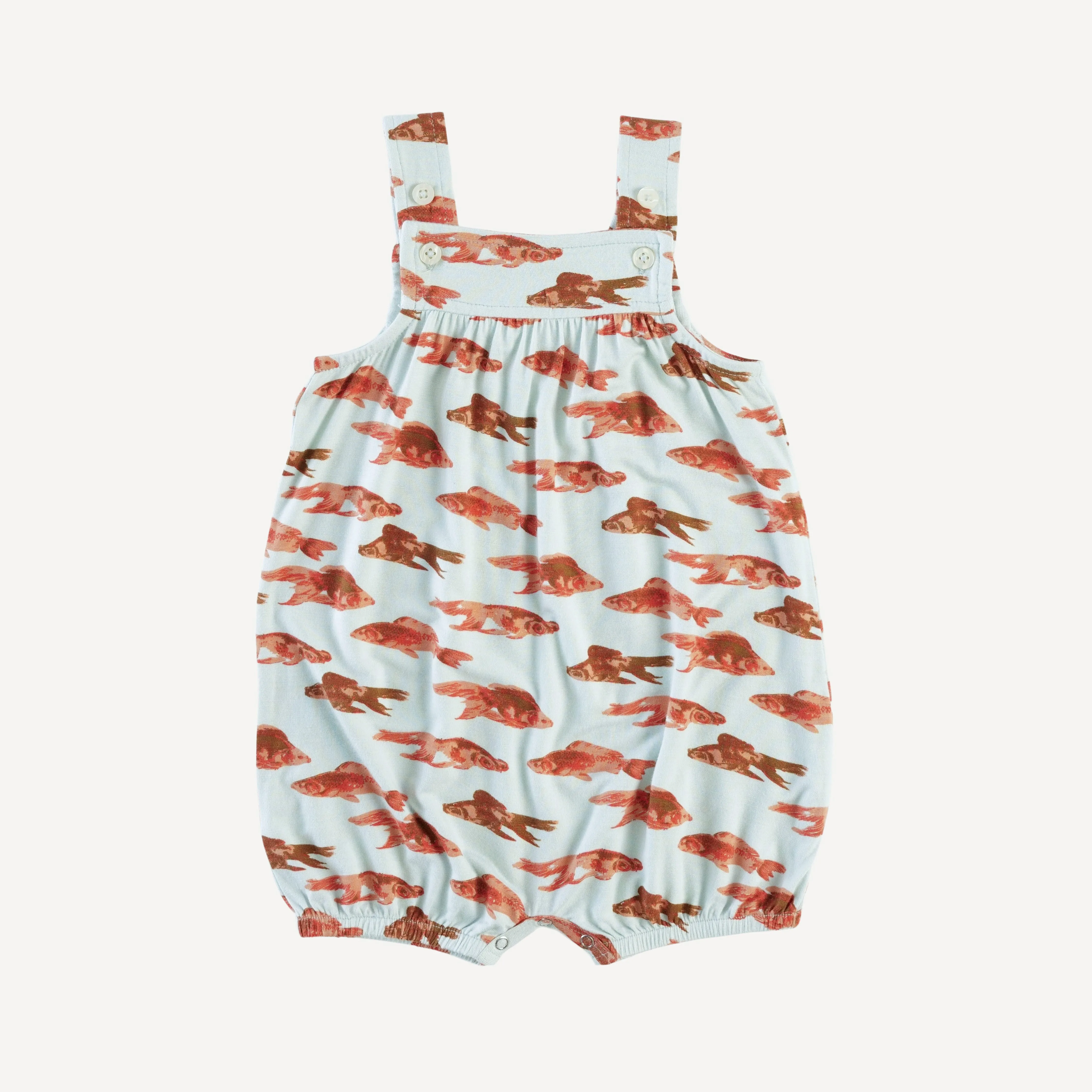 gathered overall shortie | peach goldfish | lenzing modal