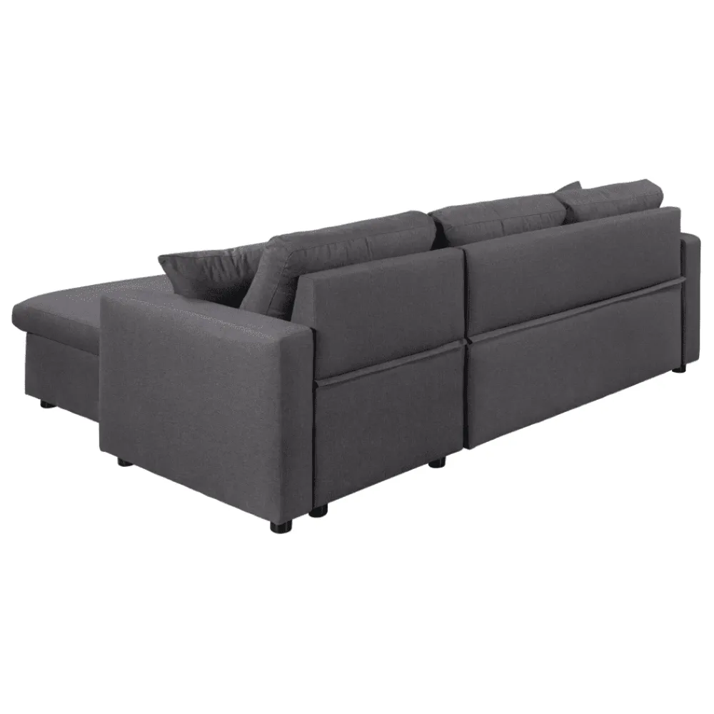 Glossy L-Shaped Sectional Storage Sofa Cum Bed