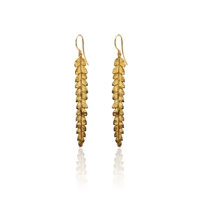 Gold Long Fern Earrings