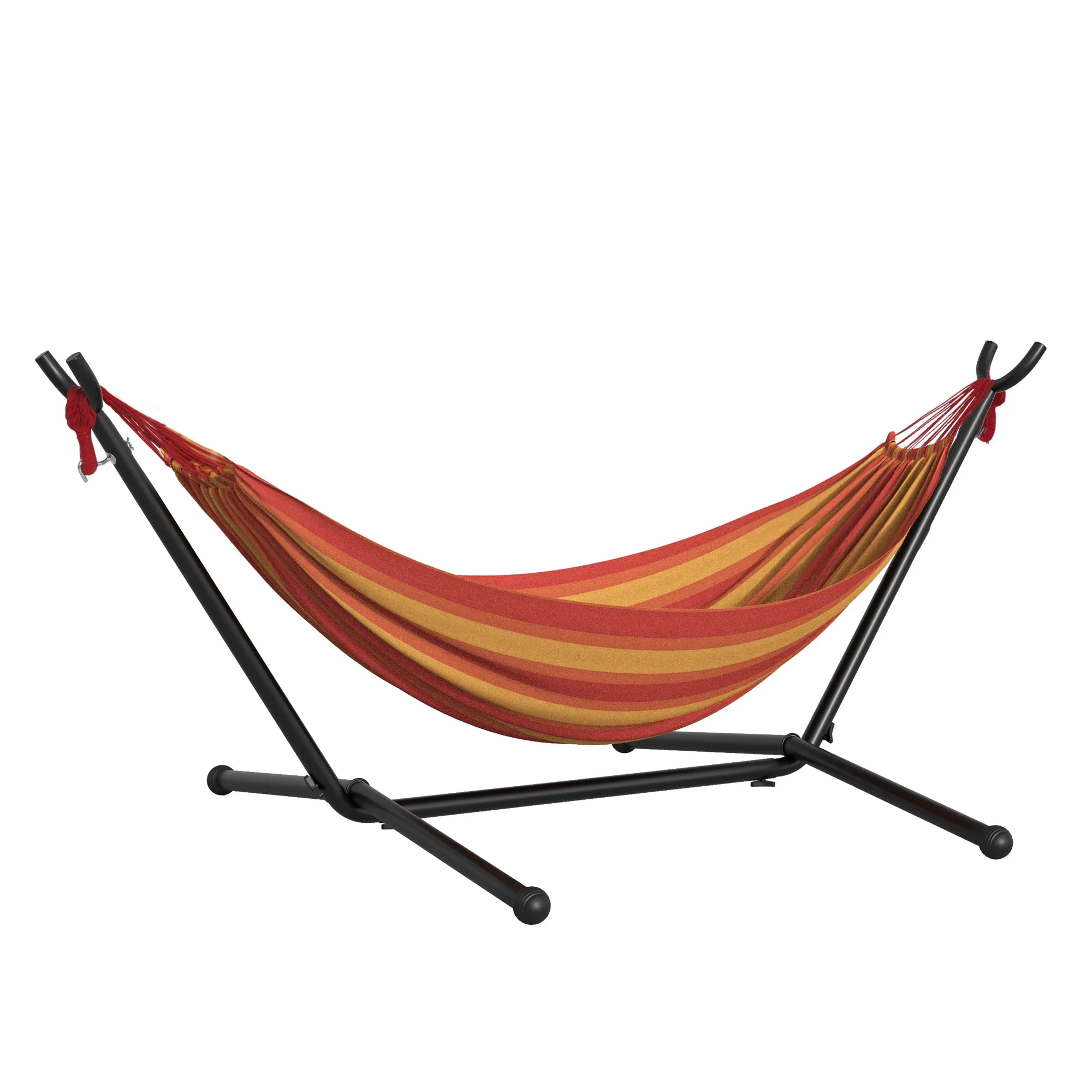 Hammock with Stand, Camping Hammock with Portable Carrying Bag, Adjustable Height, 120kg Load Capacity, Red Stripe,277 x 121cm