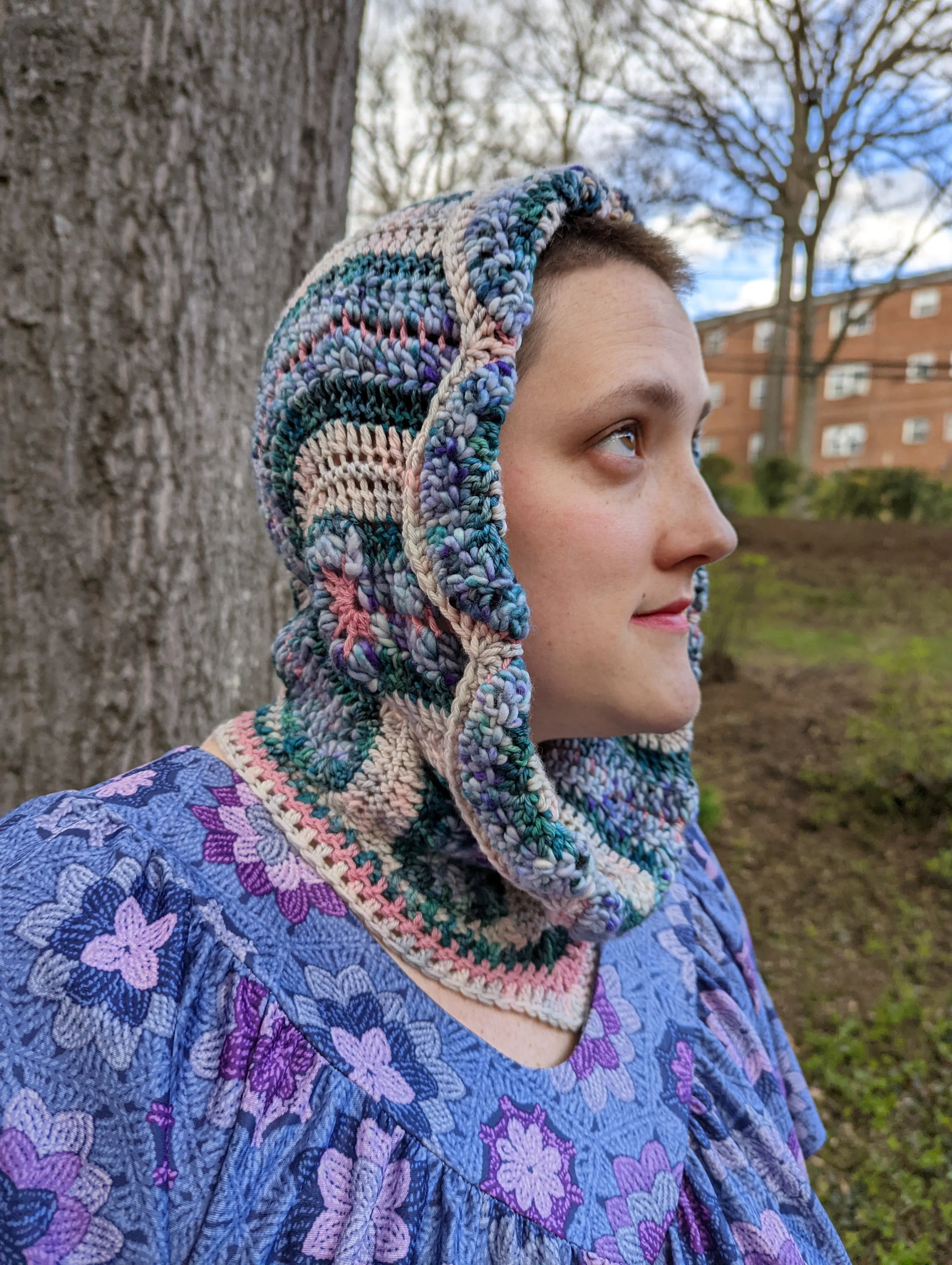 Handmade Daisy Hood: Sea Blue, Forest Green, Soft Pink