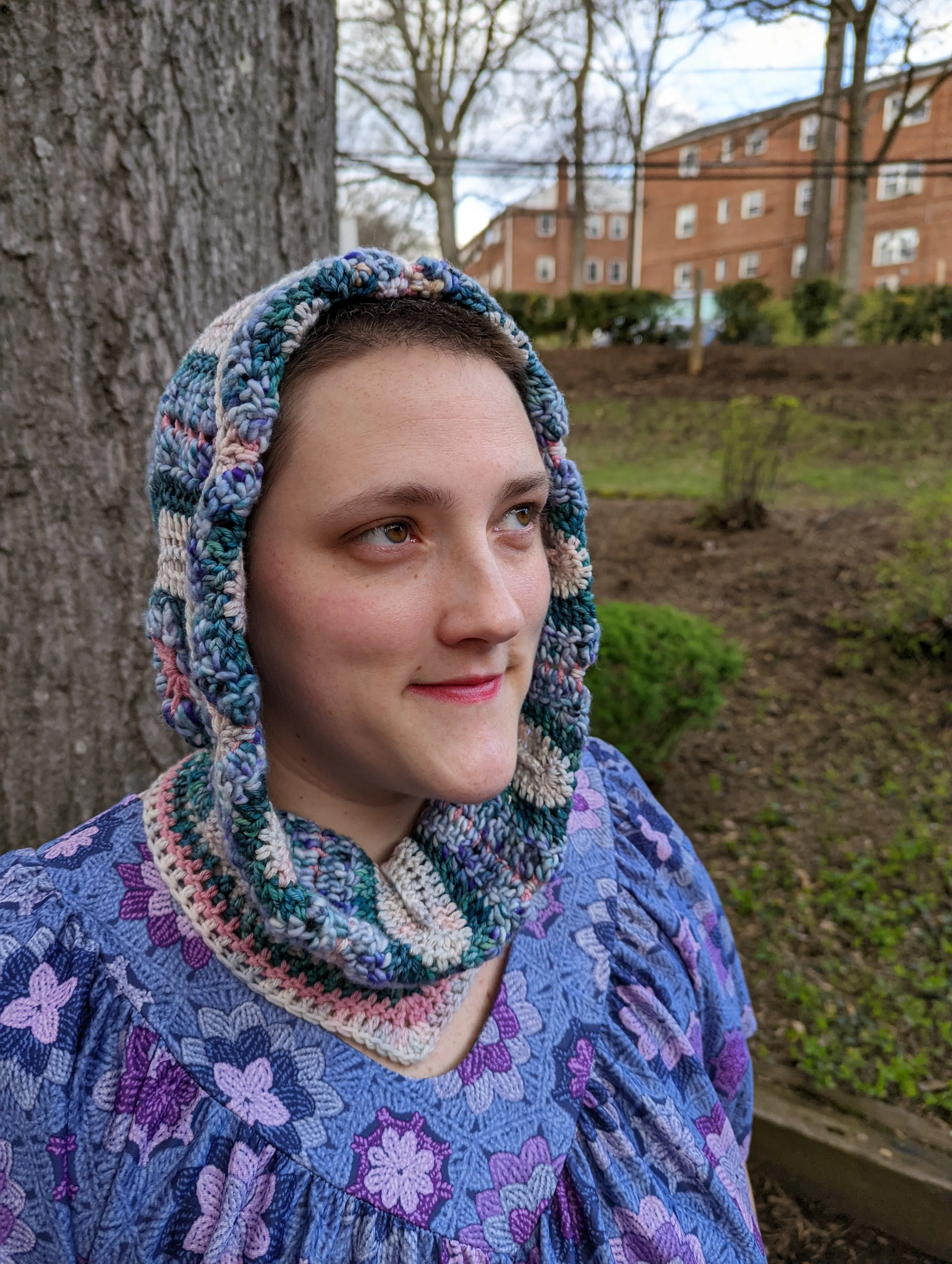 Handmade Daisy Hood: Sea Blue, Forest Green, Soft Pink