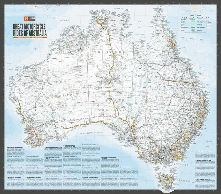 Hema Australia Motorcycle Atlas with 200 Top Rides Travel Book (6th Edition)