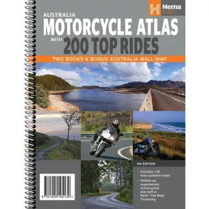 Hema Australia Motorcycle Atlas with 200 Top Rides Travel Book (6th Edition)