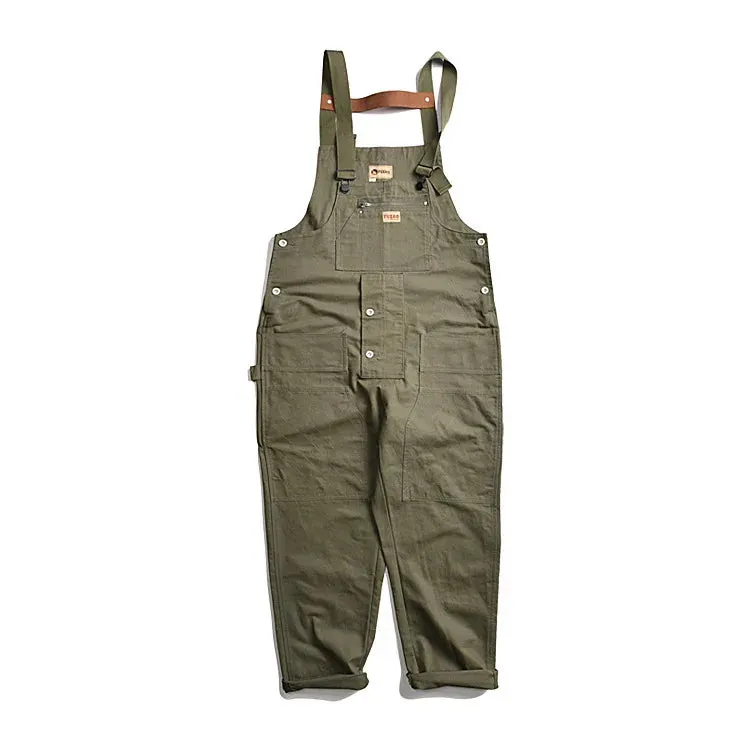 High Quality Khaki Multi Pocket Tool Strap Pants Men's Workwear Fashion One Piece Pants Ins Fashion Jumpsuit Y5504