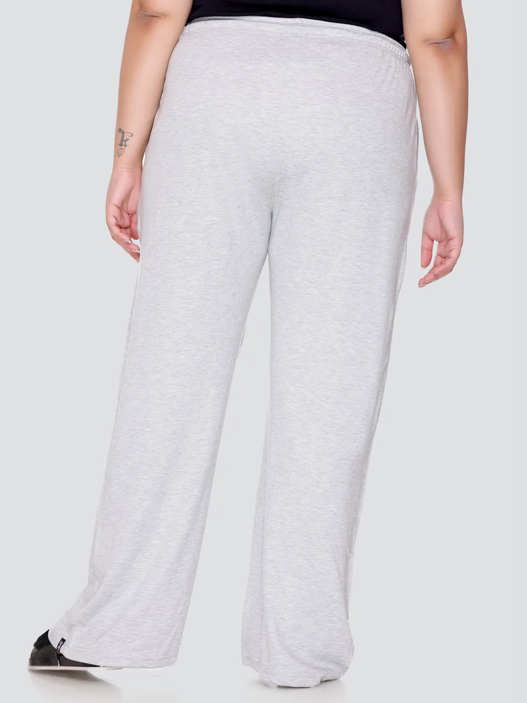 High Rise Cotton Straight Grandma Grey Trackpants (Available in Plus Size)