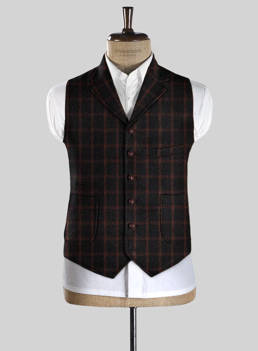 Highlander Heavy Black Check Tweed Hunting Vest