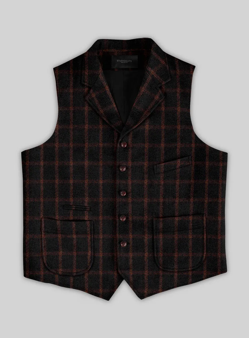 Highlander Heavy Black Check Tweed Hunting Vest