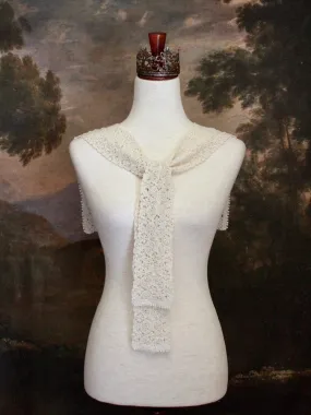 Historically Inspired Floral Crochet Folk Shawl / Capelet in Ivory