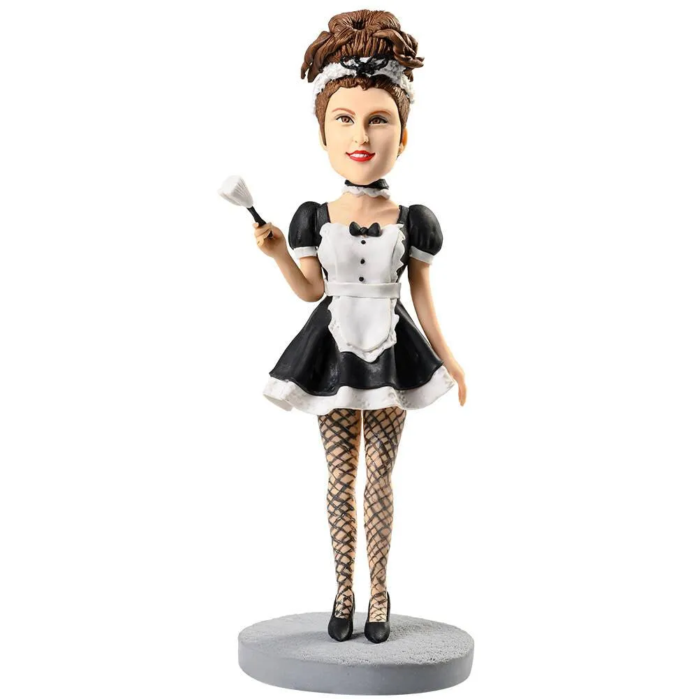 Humorous Sexy Maid Outfit with Fishnet Stockings Custom Figure Bobblehead