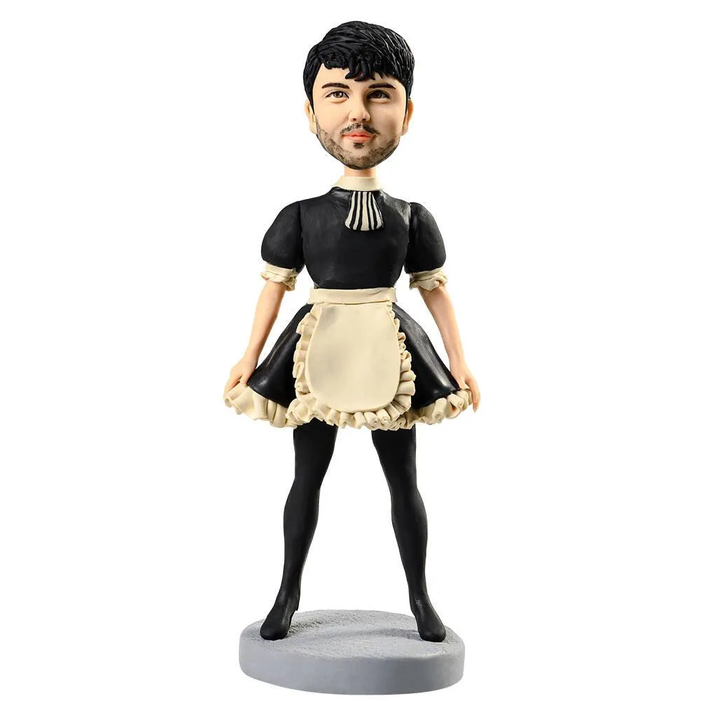 Humorous Sexy Male Maid Outfit Custom Figure Bobblehead