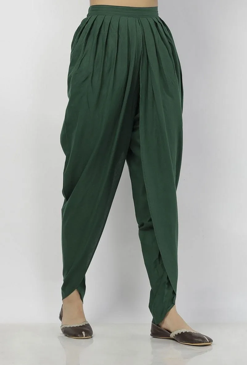 Irvin Plain Bottle Green Cotton Dhoti