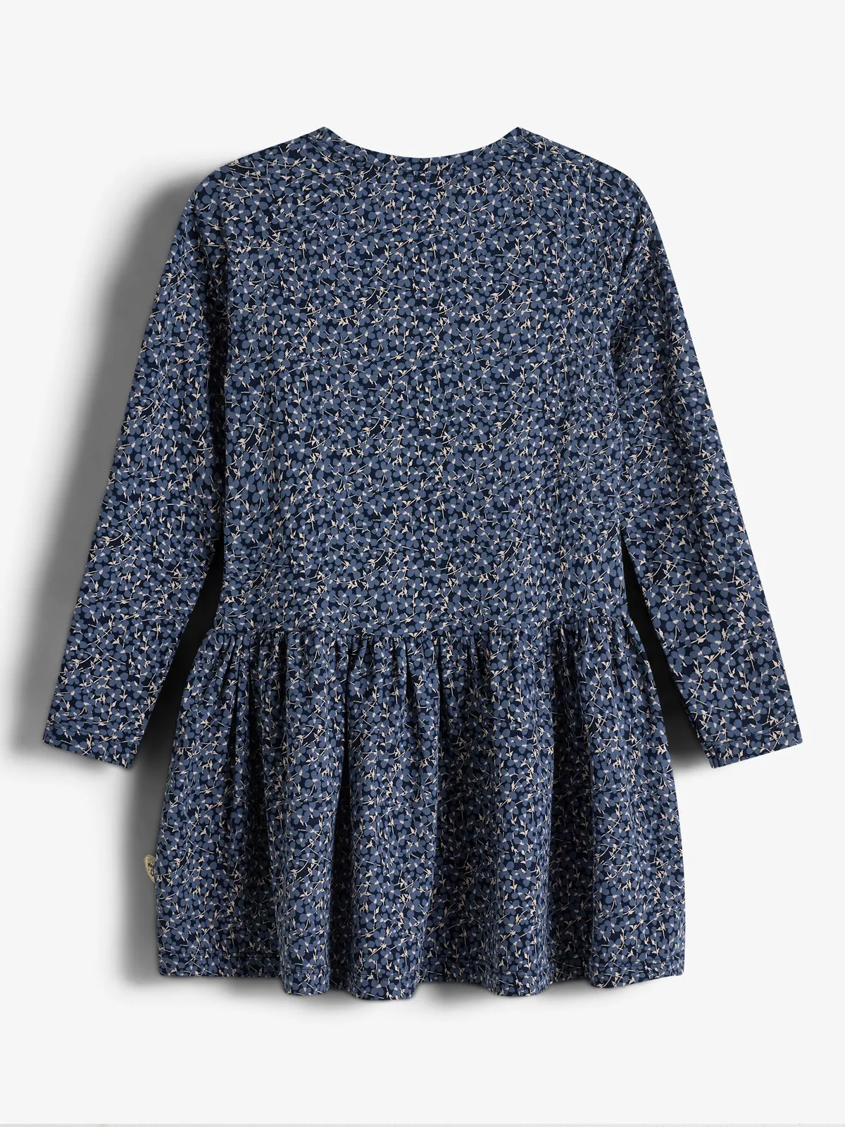 Jersey Dress w. Ditsy Print - Kids - Blue