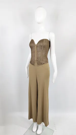 Jiki of Monte Carlo Vintage Wide Leg Sheer Corset Top Jumpsuit