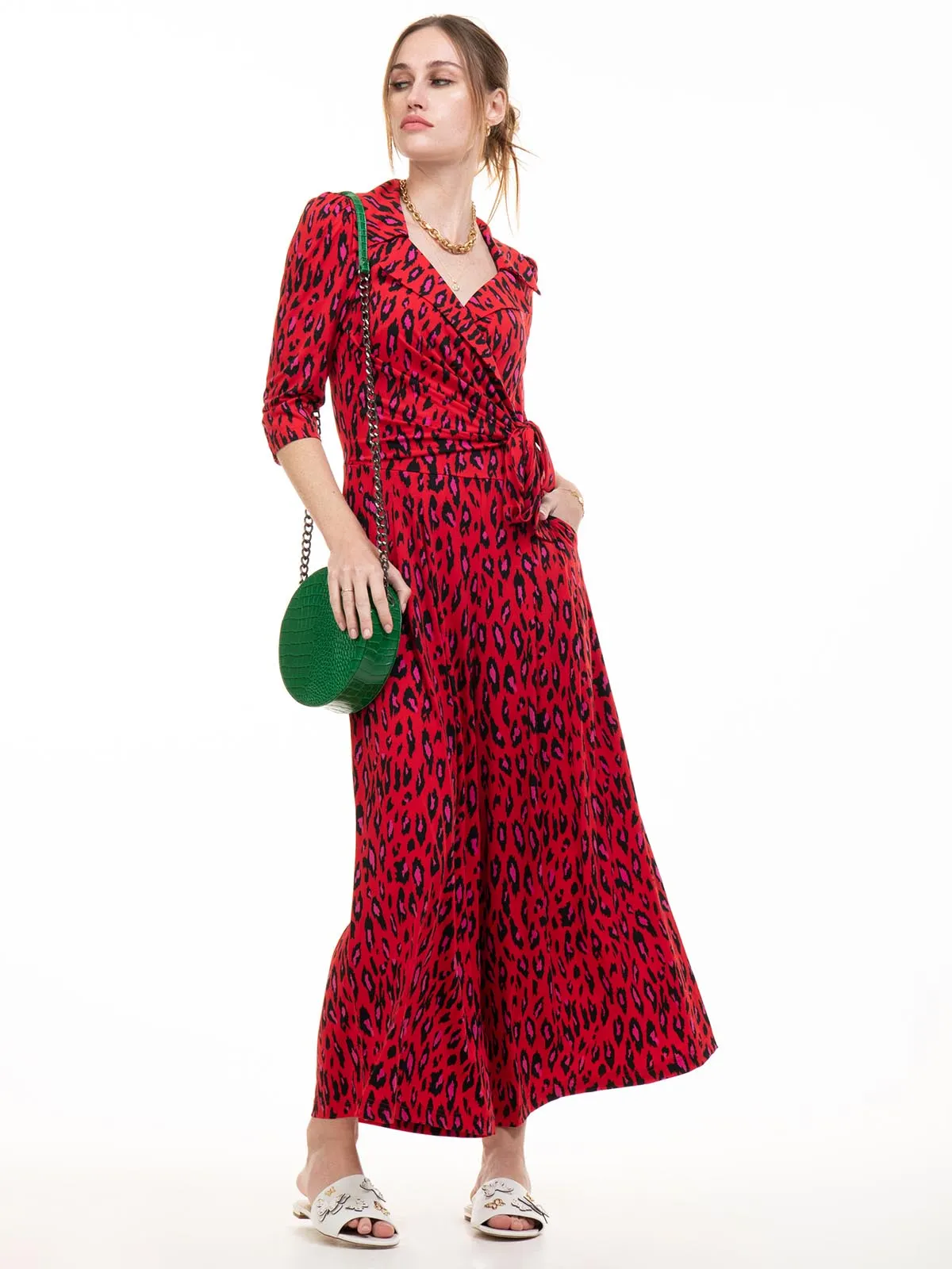 Jolie Moi Melissa Jumpsuit, Red Animal