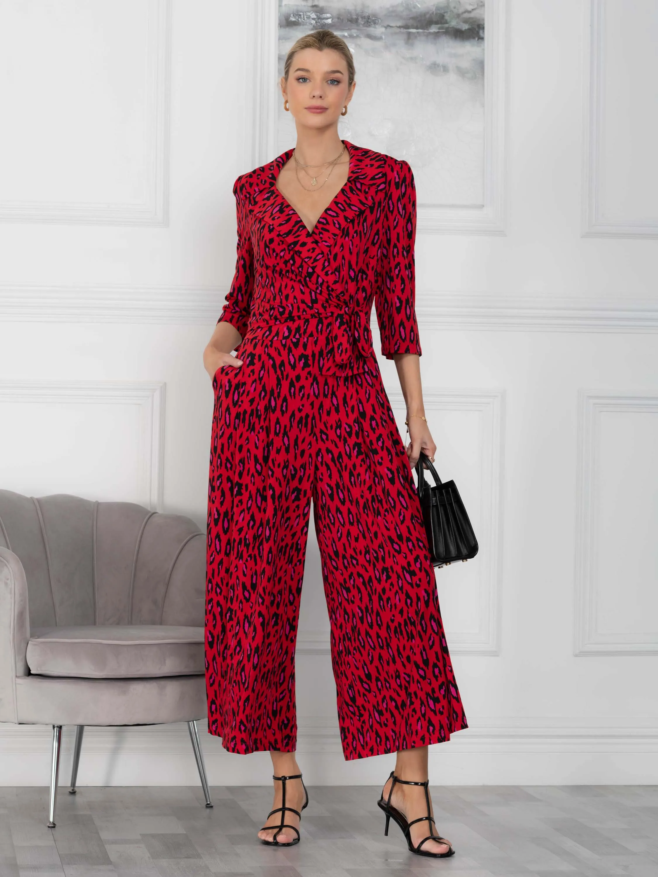 Jolie Moi Melissa Jumpsuit, Red Animal