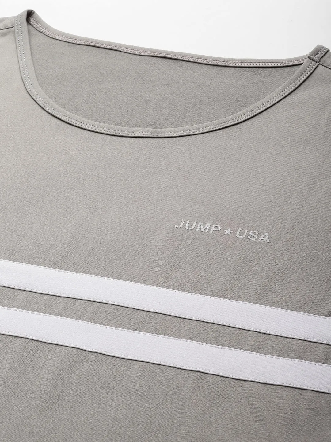 JUMP USA Men Grey-White Rapid Dry Training Tank T-Shirt