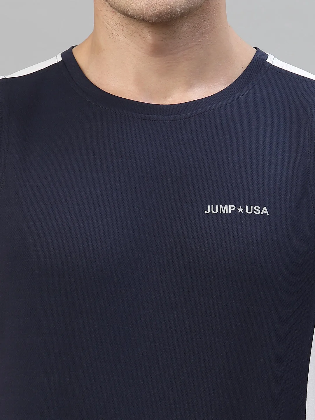 JUMP USA Men Navy-White Rapid Dry Training Tank T-Shirt