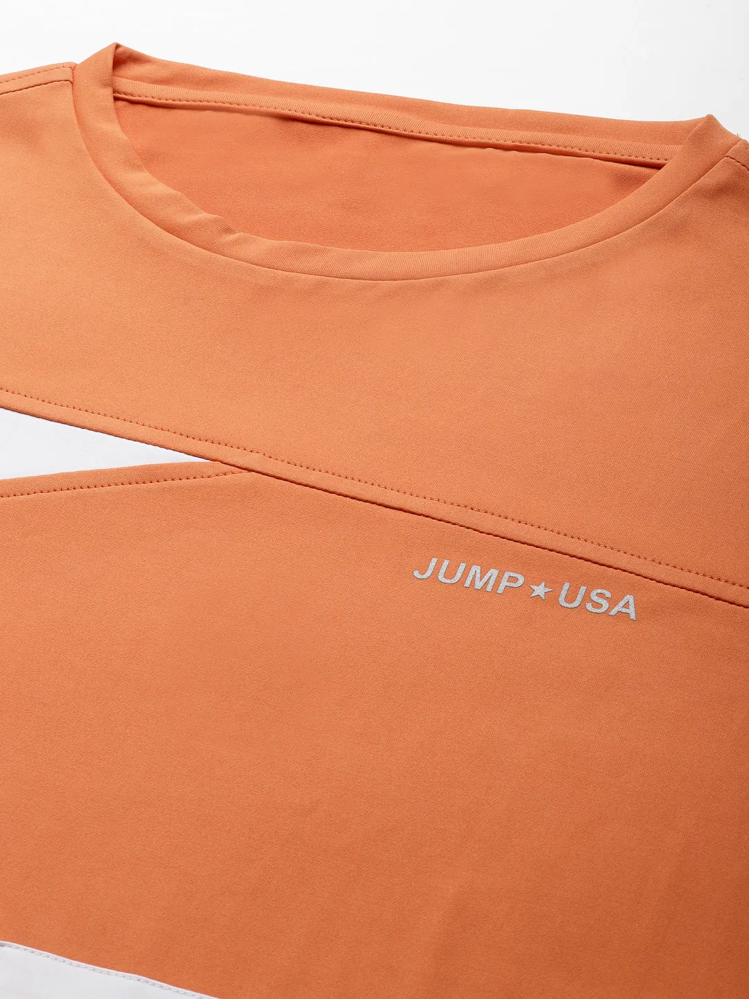 JUMP USA Men Orange-White Rapid Dry Training Tank T-Shirt