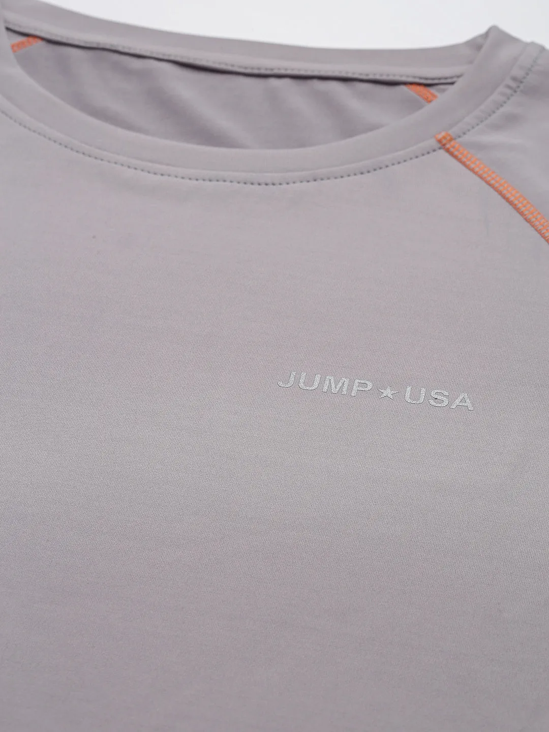 JUMP USA Outdoor Men Lilac Grey & Coral Rapid-Dry Solid T-Shirts