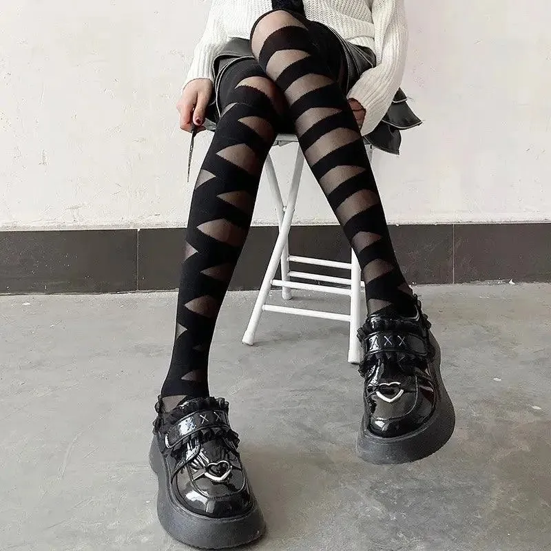 Kawaii Gothic Harajuku Socks with Bandage Pattern