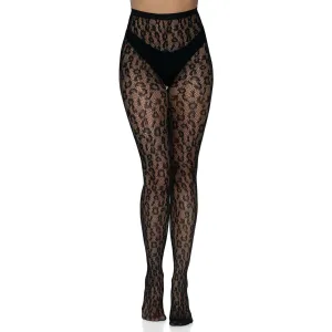 Leopard Net Tights - One Size - Black