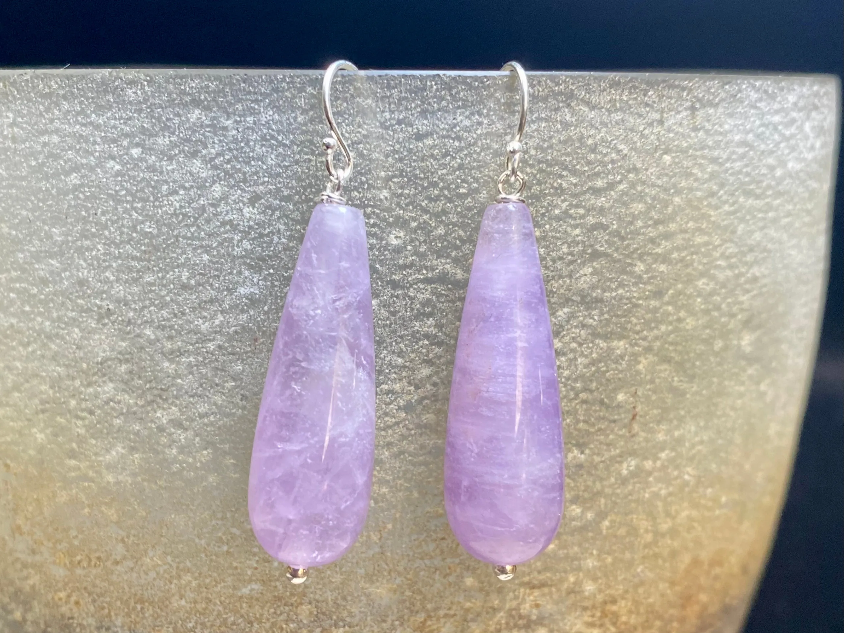 Lilac Amethyst Long Drop Earrings