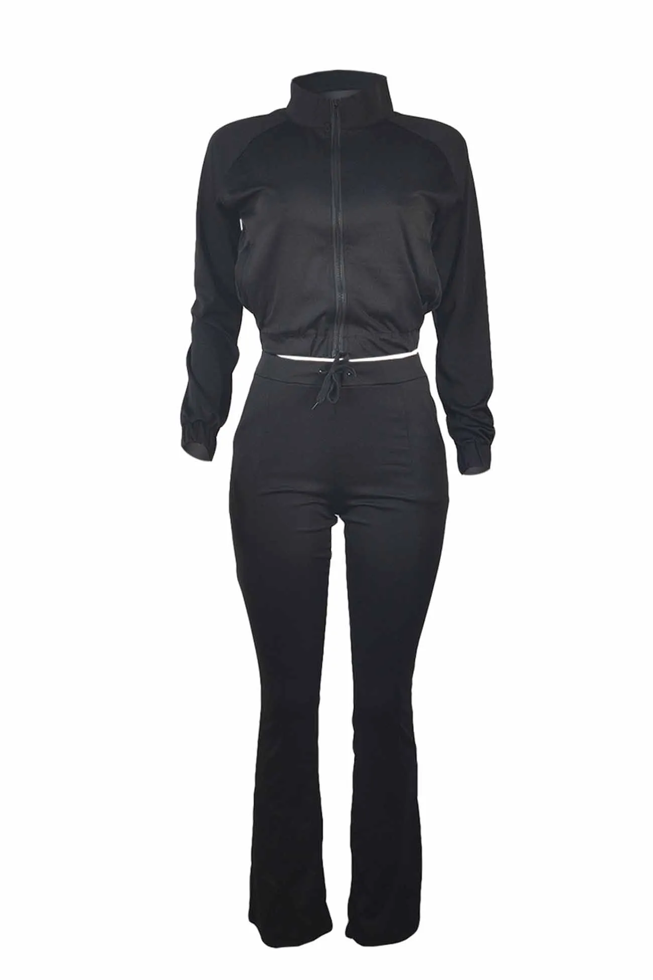 Long Sleeve Zipper Pocket Long Pant Suit