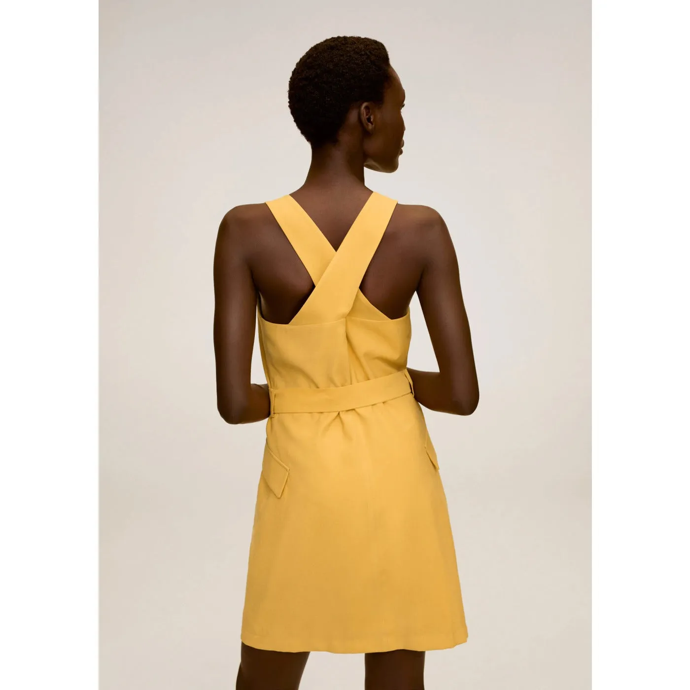 MNG Mustard Wrap short jumpsuit