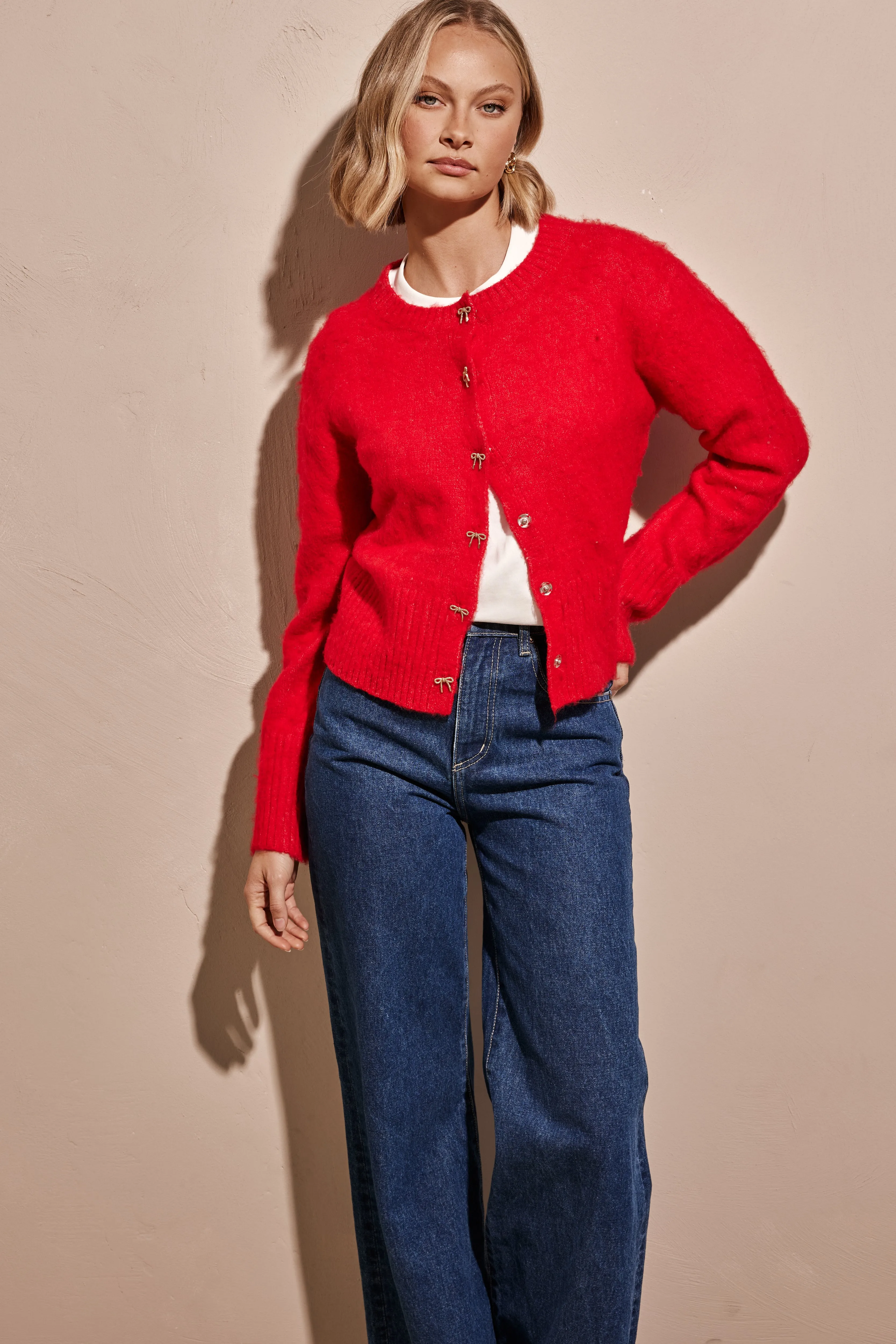 Nori Fluffy Knit Top (Red)