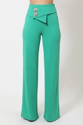 Oversized Button Front Detail Pants