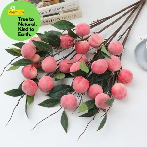 Premium Real Touch Peach Artificial Fruits Branches