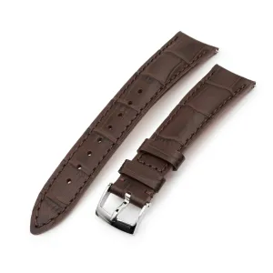 Q.R. 20mm Brown CrocoCalf (Italian Croco Grain) , Semi-curved