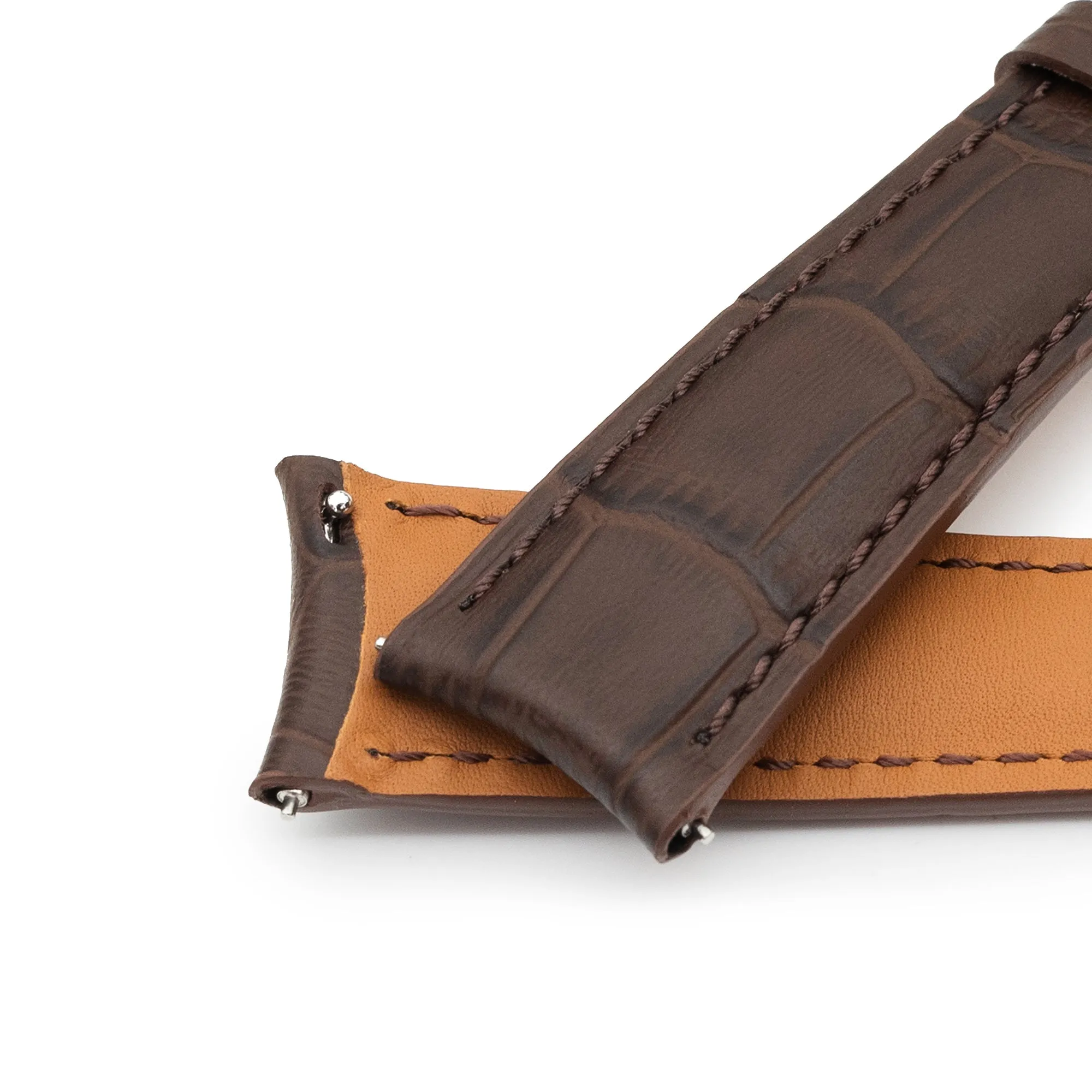 Q.R. 20mm Brown CrocoCalf (Italian Croco Grain) , Semi-curved