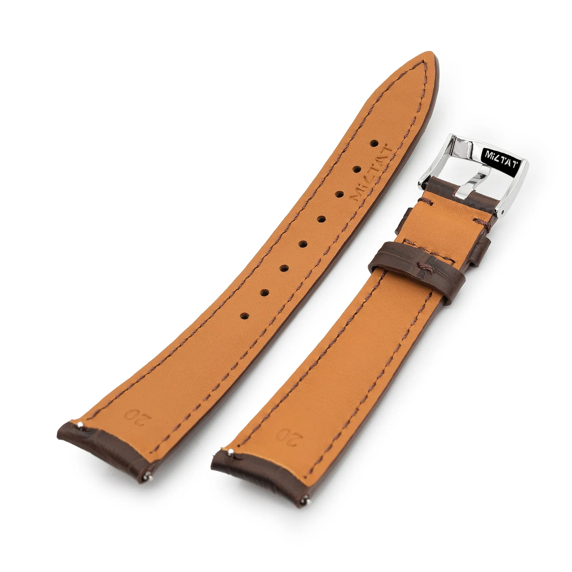 Q.R. 20mm Brown CrocoCalf (Italian Croco Grain) , Semi-curved