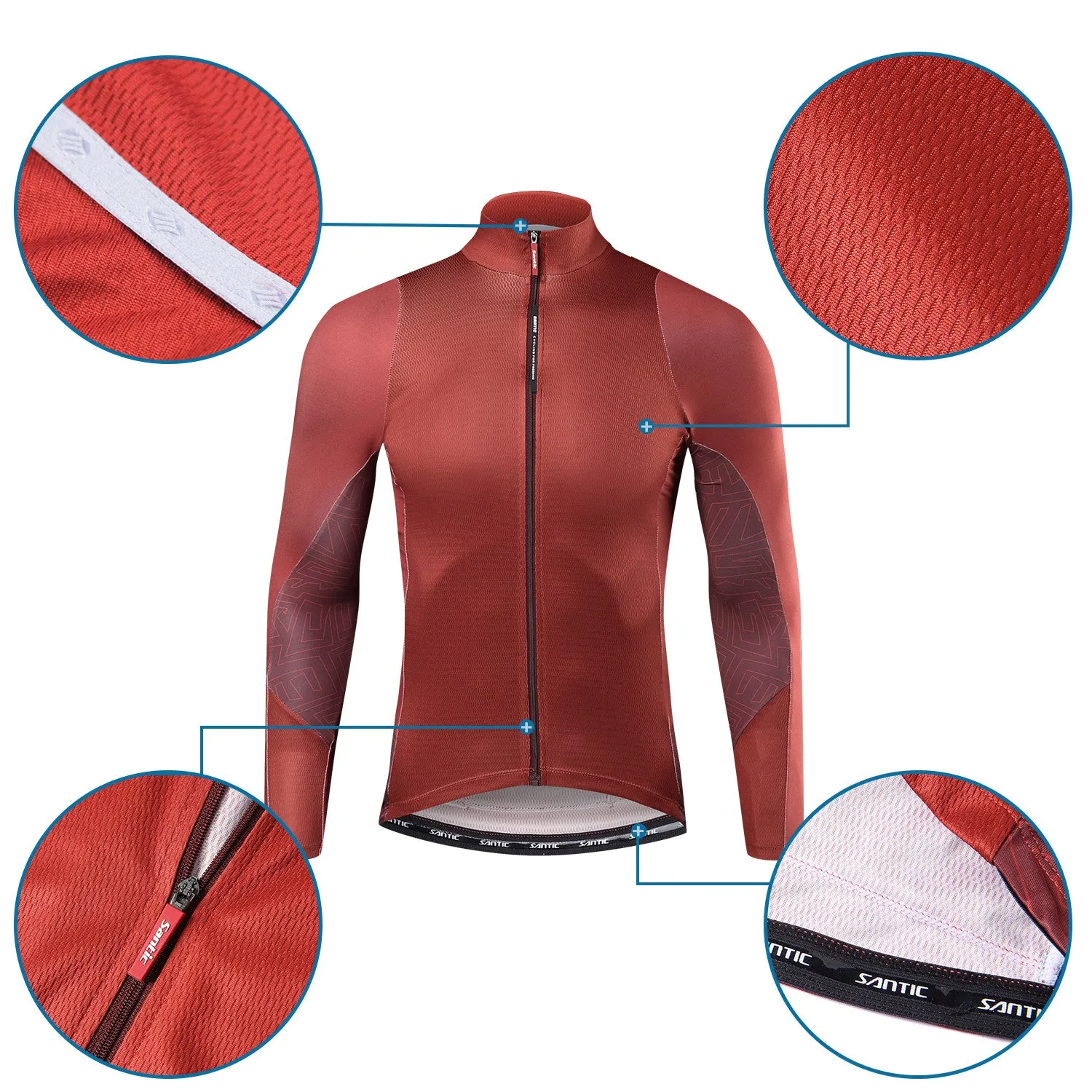 Santic Universal Red Jersey & Men Padded Bib Long Pants Outfit