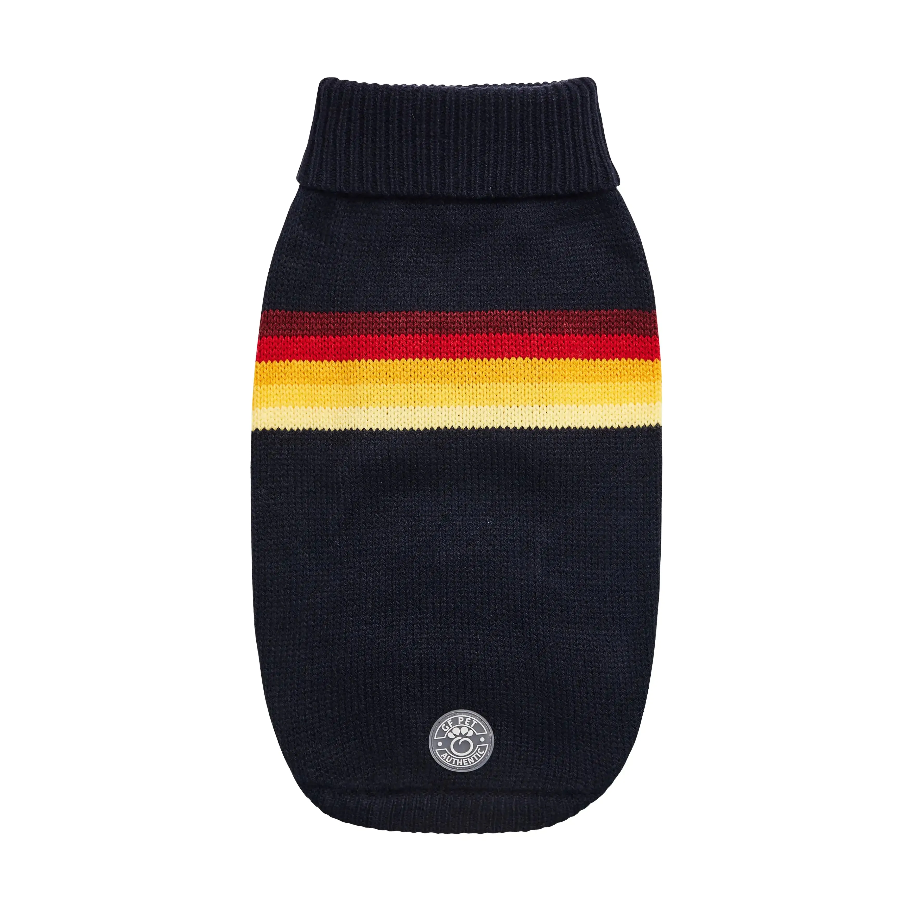 Sculpted Turtleneck Dog Sweater with Retro Design - Navy