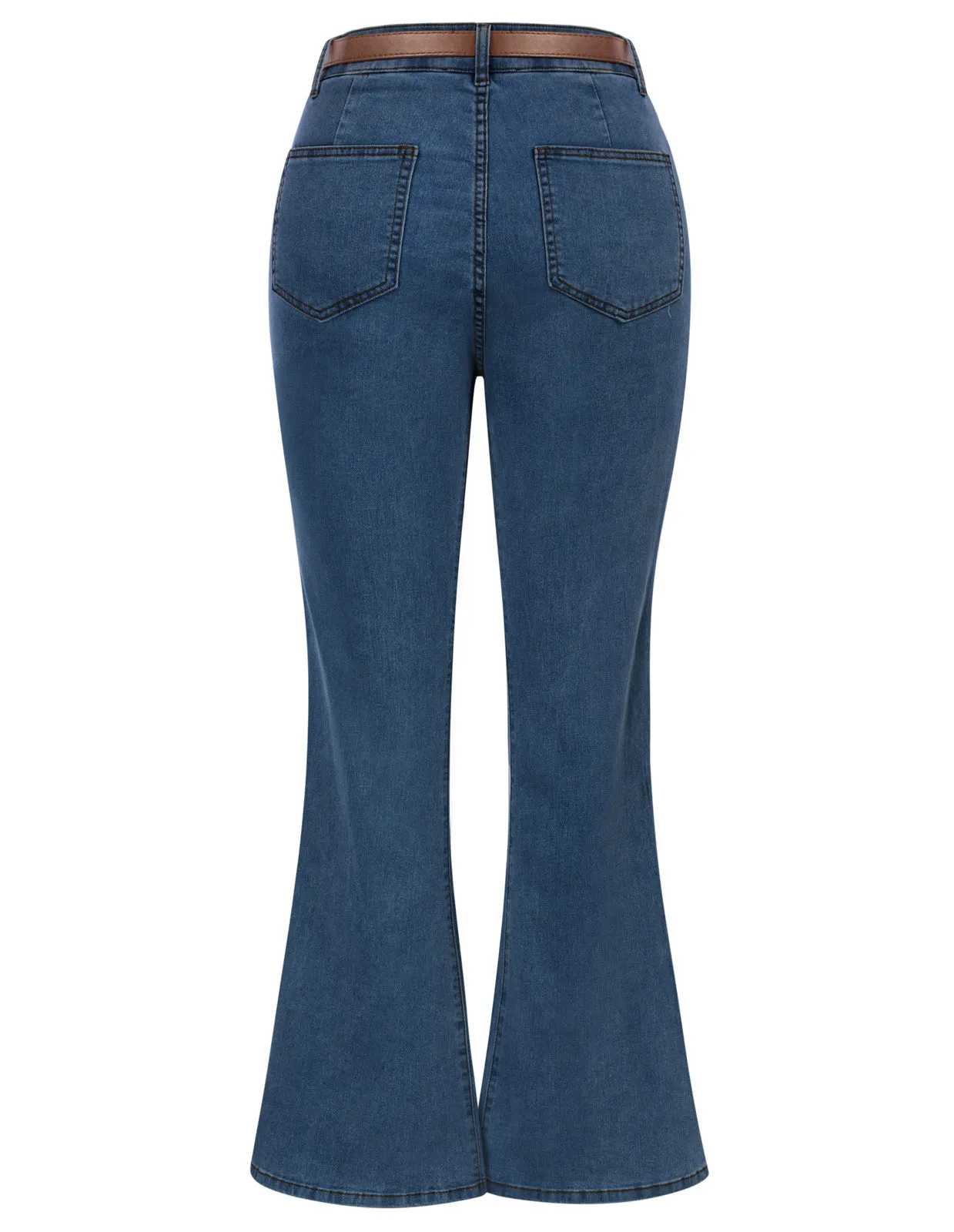 Seckill Offer⌛Vintage High Waisted Flare Jeans with Belt Bootcut Stretchy Denim Pants