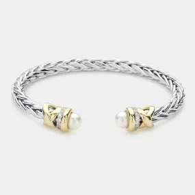 Silver Pearl Cuff Bracelet