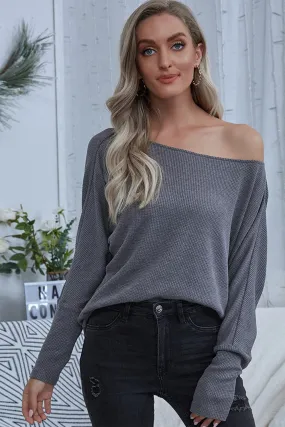 Solid Color Strapless Long-sleeved T-shirt