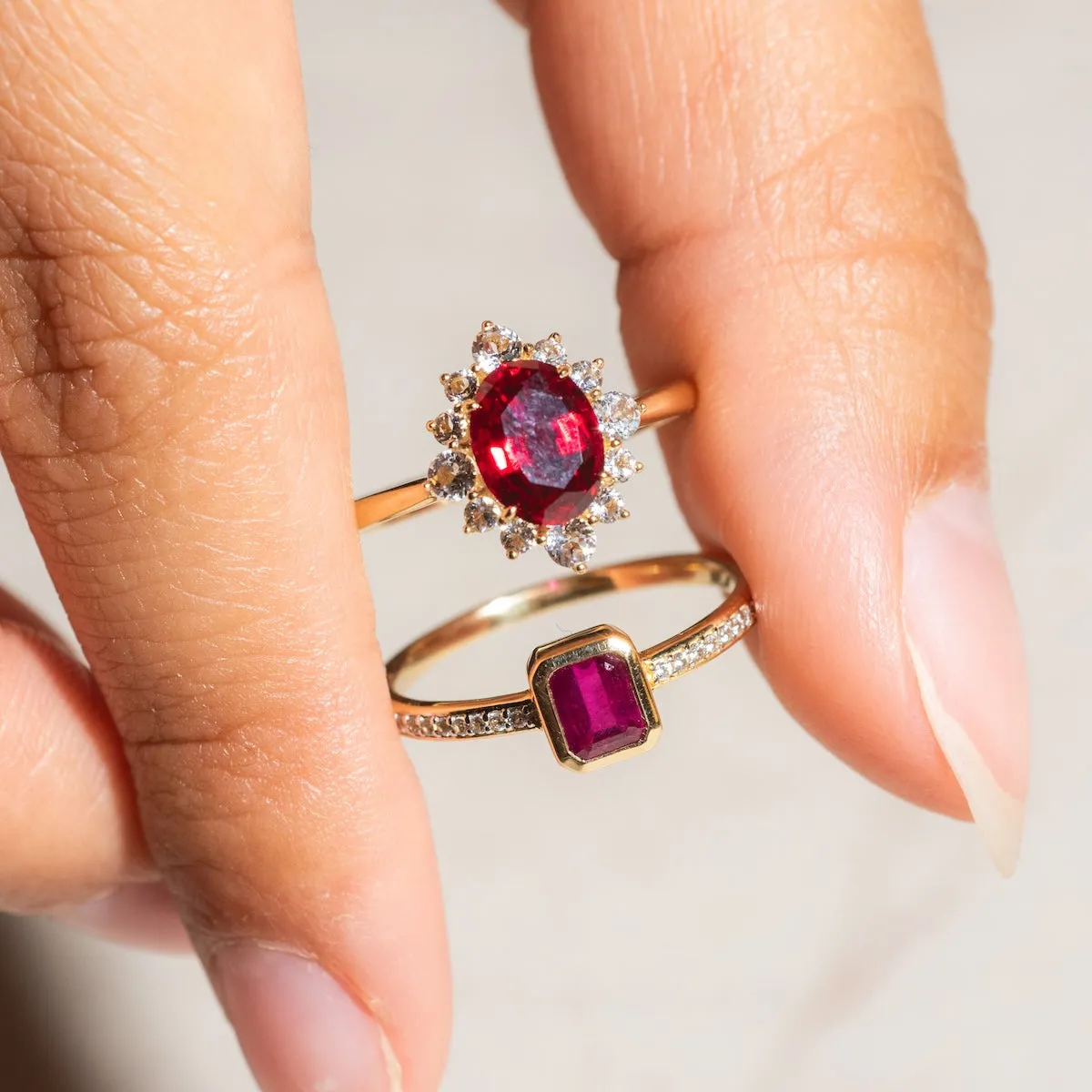 Solid Gold 2024 July Capsule Vintage Inspired Ruby Statement Ring