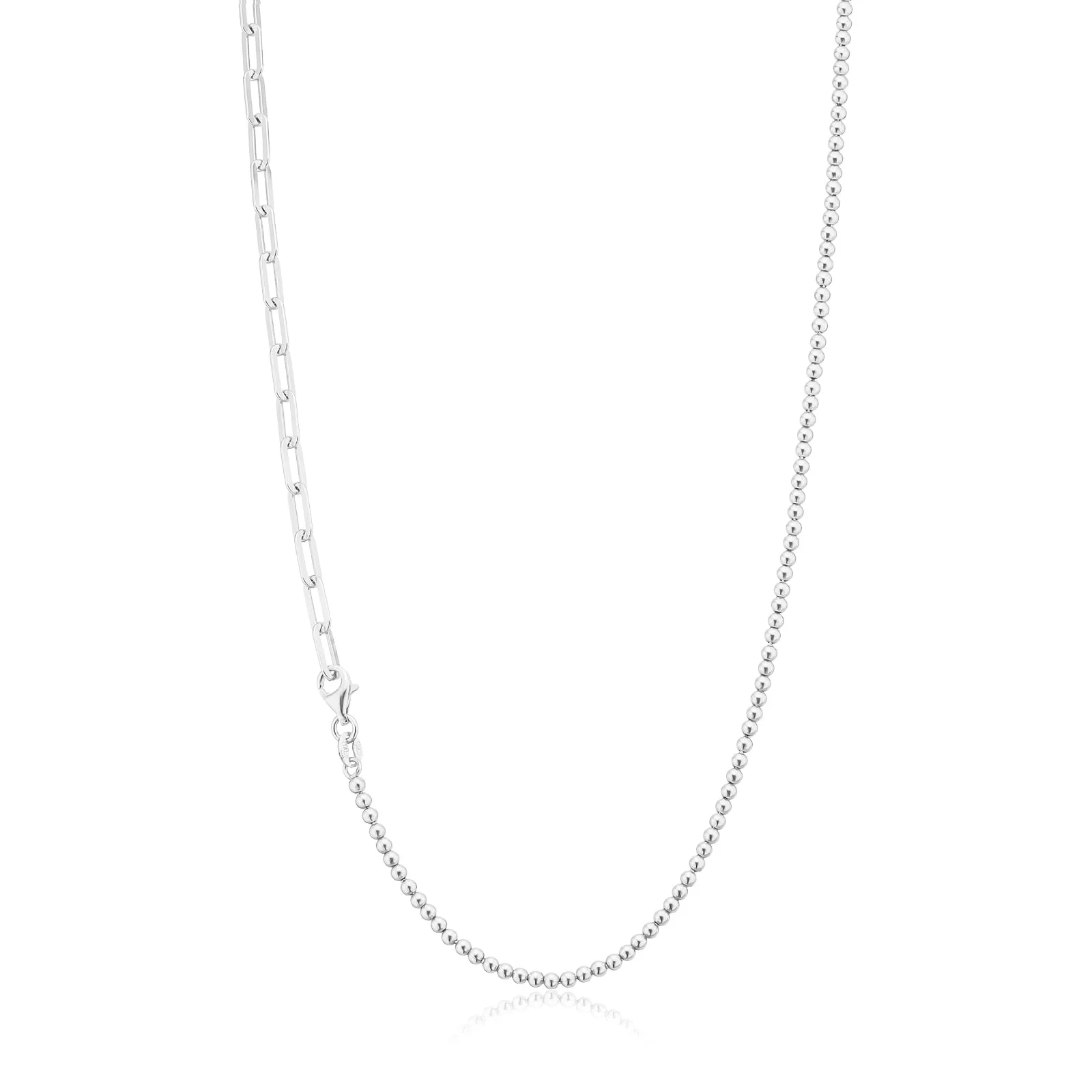 Sterling Silver 45cm Ball Long Curb Necklace