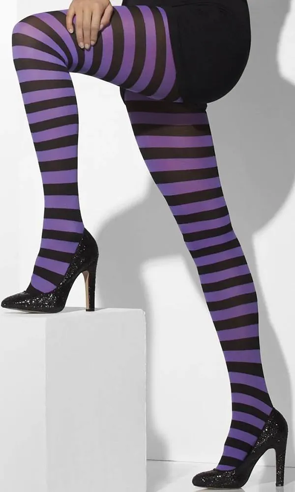 Striped Opaque [Purple And Black] | TIGHTS